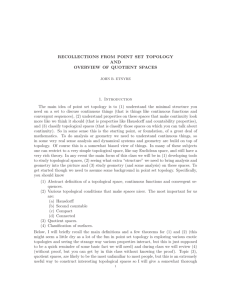 Introductory notes, recollections from point set topology and quotient