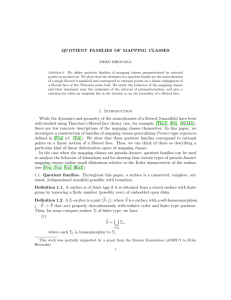 QUOTIENT FAMILIES OF MAPPING CLASSES 1. Introduction While