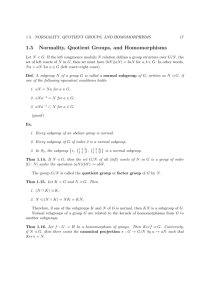 1.5 Normality, Quotient Groups, and Homomorphisms
