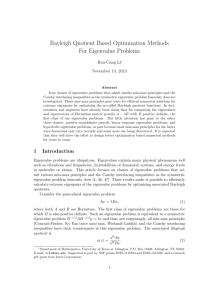Rayleigh Quotient Based Optimization Methods For