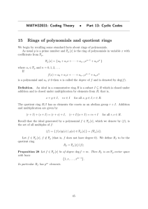 15 Rings of polynomials and quotient rings