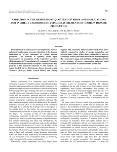 VARIATION IN THE RESPIRATORY QUOTIENT OF BIRDS AND