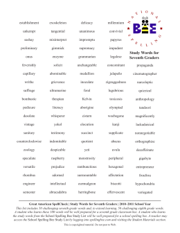 BPES Spelling Bee 2015 Word List Grade 5
