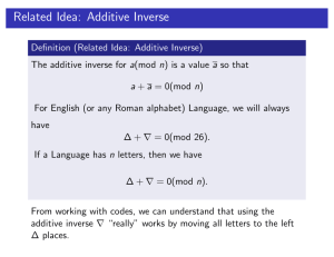 Related Idea: Additive Inverse