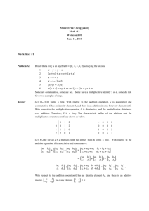 Student: Yu Cheng (Jade) Math 412 Worksheet #1 June 11, 2010