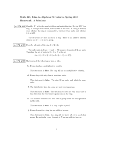 Math 343, Intro to Algebraic Structures, Spring 2010 Homework 10
