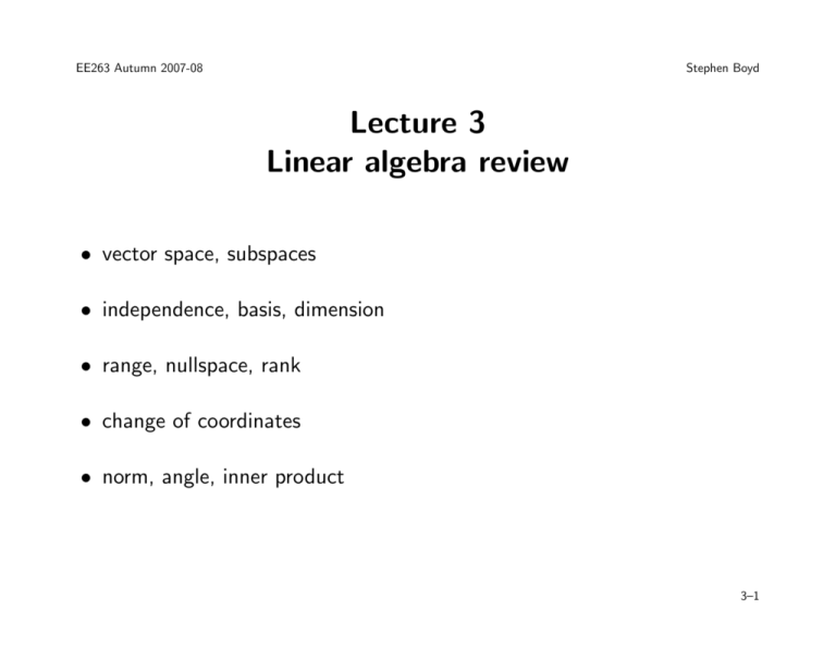 Lecture 3 Linear Algebra Review