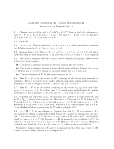 Math 296 (Winter 2012). Honors Mathematics II Solutions for