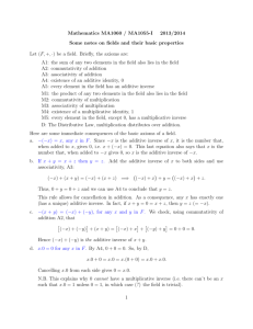 Mathematics MA1060 / MA1055-I 2013/2014 Some notes on fields