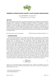 Validation of lateral fraction results in room acoustic