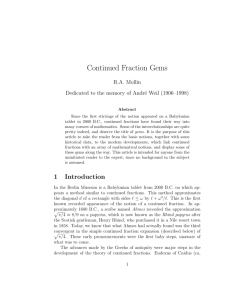 Continued Fraction Gems R.A