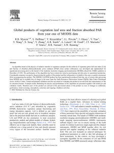 Global products of vegetation leaf area and fraction absorbed PAR