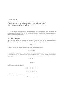 Real numbers. Constants, variables, and mathematical modeling.