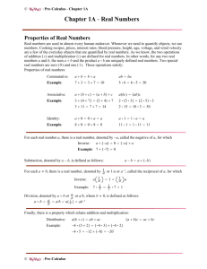 Chapter 1A - Real Numbers