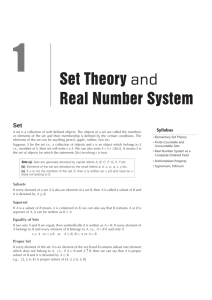 Set Theory Real Number System and