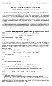 INTEGRATION OF INTERVAL FUNCTIONS* 1. Intervals in the