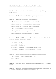 MA304/MA310, Discrete Mathematics, Week 3 exercises. Recall: A