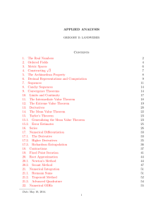 APPLIED ANALYSIS Contents 1. The Real Numbers 2 2. Ordered