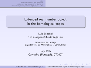 Extended real number object in the bornological topos