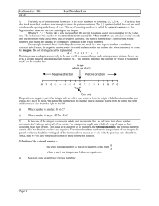 Mathematics 106 Real Number Lab Page 1