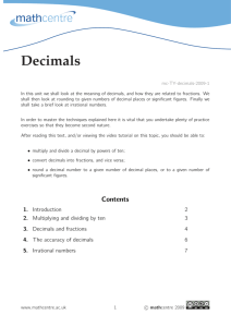 Decimals - Math Centre