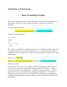 Basic Formatting in Python