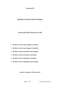 Decimals, Fractions and Percentages