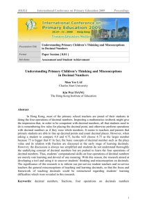 Understanding Primary Children`s Thinking and Misconceptions in