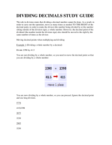 DIVIDING DECIMALS STUDY GUIDE