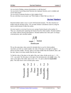 Decimal Numbers - Washington Student Math Association