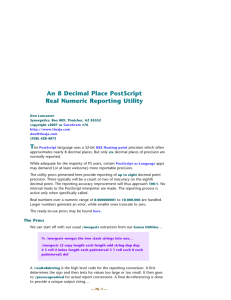 An 8 Decimal Place PostScript Real Numeric Reporting Utility