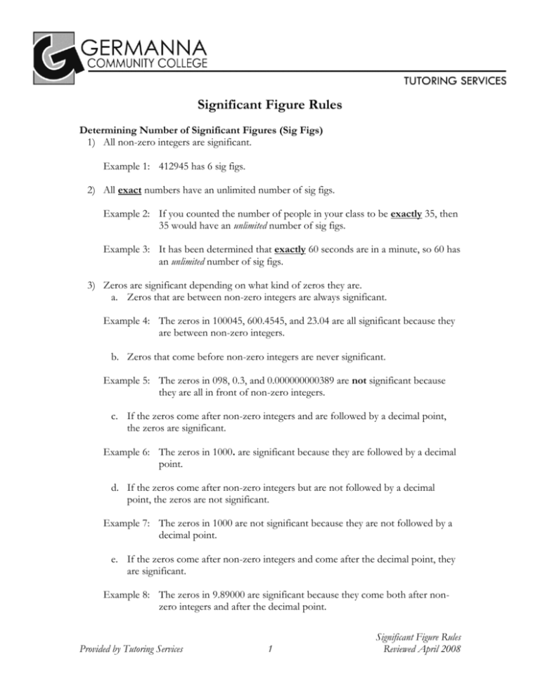 Significant Figure Rules