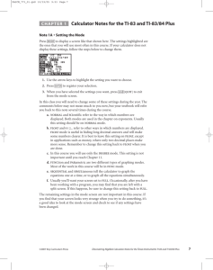 Calculator Notes for the Texas Instruments TI-83 and TI