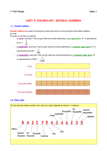 unit 5 vocabulary: decimal numbers