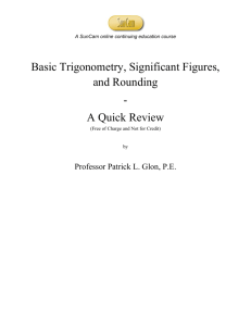 Basic Trigonometry, Significant Figures, and Rounding - A