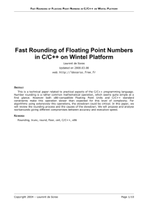 Fast Rounding of Floating Point Numbers in C/C++ on Wintel Platform