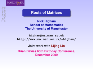 Roots of Matrices - School of Mathematics