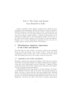 Part 4: The Cubic and Quartic from Bombelli to Euler