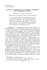 Second class particles and cube root asymptotics for Hammersley`s