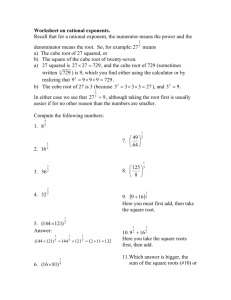 Worksheet on rational exponents.