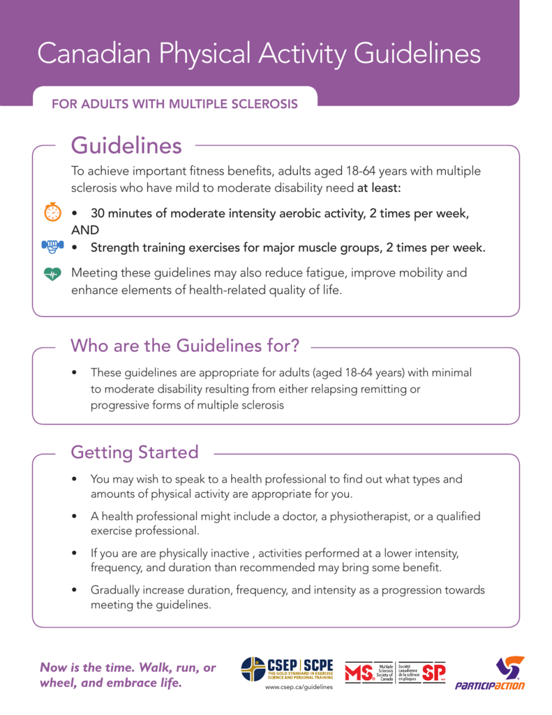 Canadian Physical Activity Guidelines For Adults With Multiple