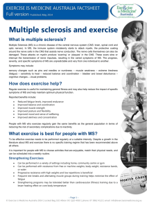 Multiple sclerosis and exercise - Exercise Is Medicine ® Australia