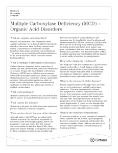 Multiple Carboxylase Deficiency (MCD) – Organic Acid Disorders