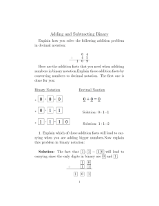 Adding and Subtracting Binary