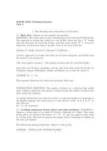 MATH 13150: Freshman Seminar Unit 3 1. The Subtraction Principle