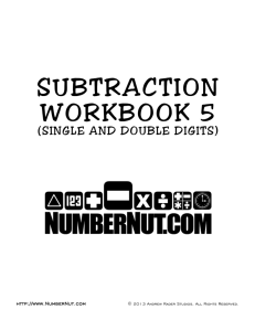 Subtraction Workbook 5 - Single and DOuble Digits