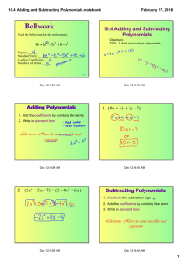 10.4 Adding and Subtracting Polynomials.notebook