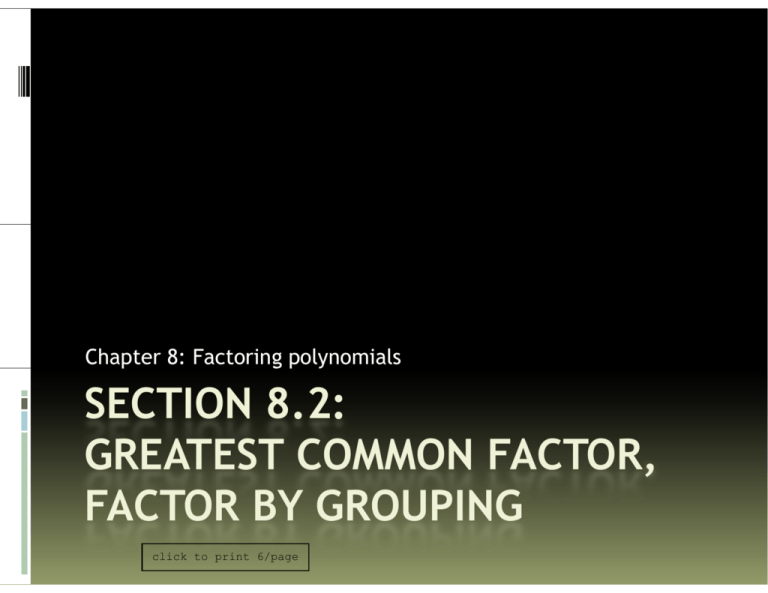 Greatest Common Factor