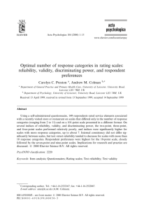 Optimal number of response categories in rating scales: reliability