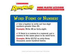 Word Forms oF Numbers